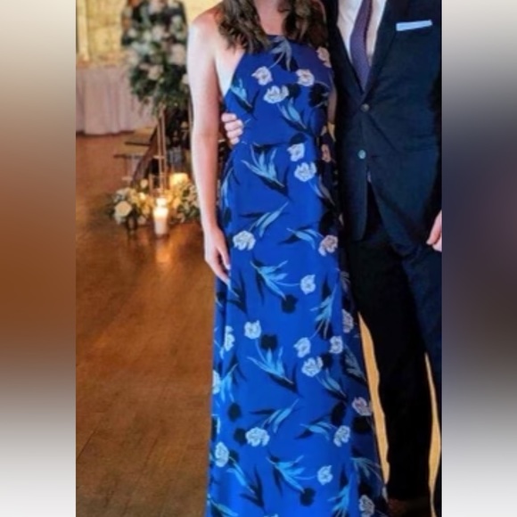 All I Need Royal Blue Floral Print Lace-Up Maxi Dress - Picture 2 of 6